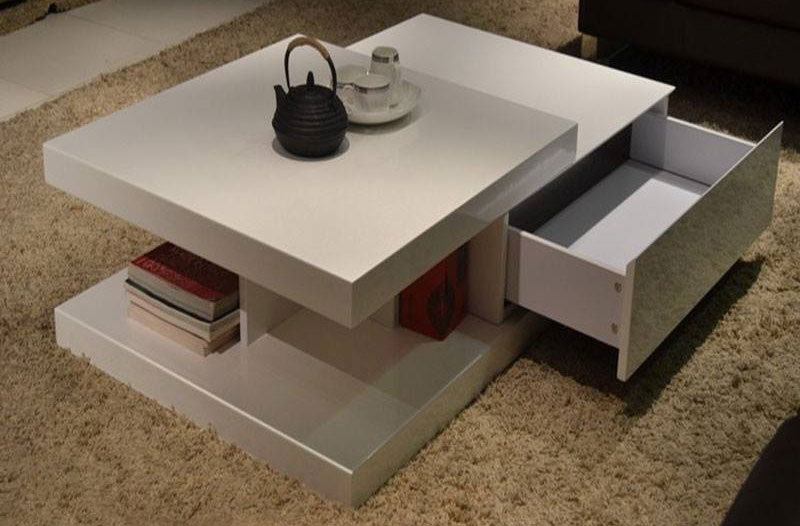 Bàn trà hình vuông gỗ công nghiệp, nước sơn đẹp