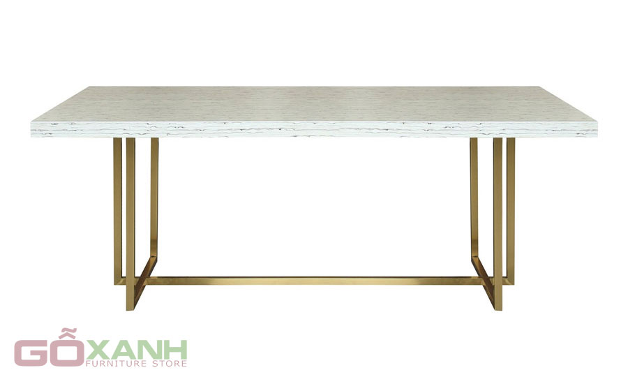 Bàn ăn chân inox mạ vàng sang trọng