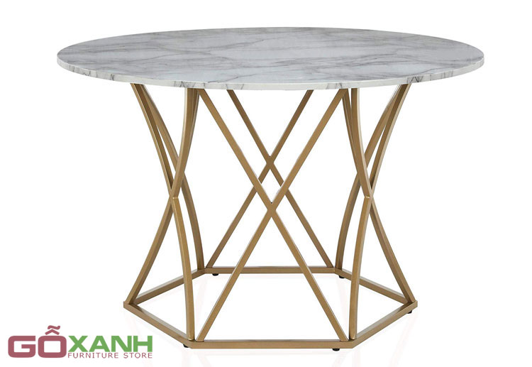 Bàn Ăn Hình Tròn Chân Inox Mặt Đá - Goxanh.vn 1