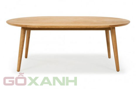 Bàn cafe gỗ sồi hình bầu dục, bàn ghế cafe hiện đại