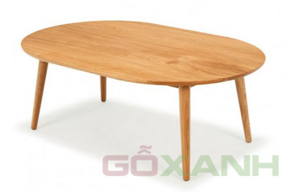 Bàn cafe gỗ sồi hình bầu dục