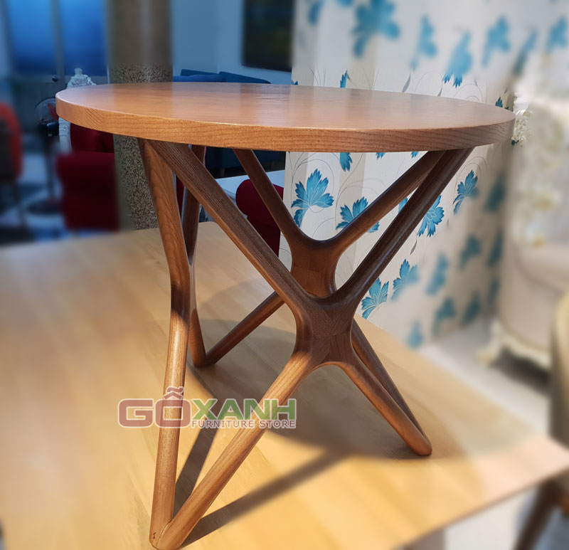 Bàn cafe gỗ sồi kiểu dáng độc đáo, bàn nước gỗ 1