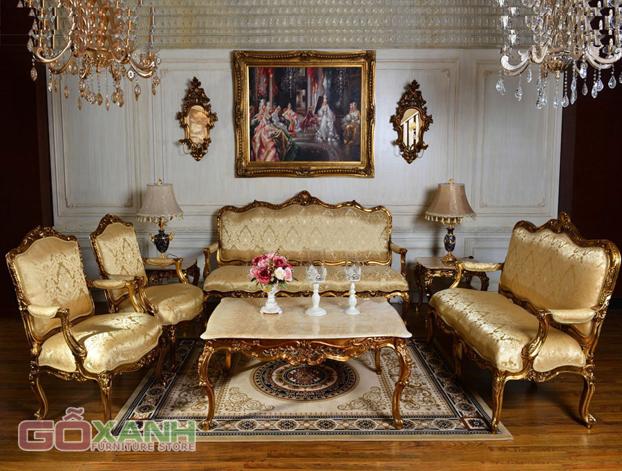 Bàn ghế cổ điển Châu Âu mạ vàng