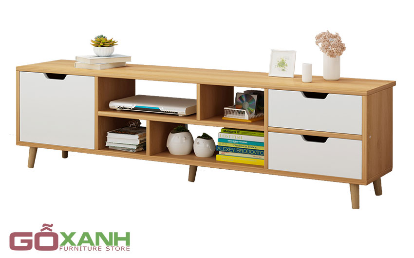 Kệ tivi gỗ công nghiệp phủ veneer sồi