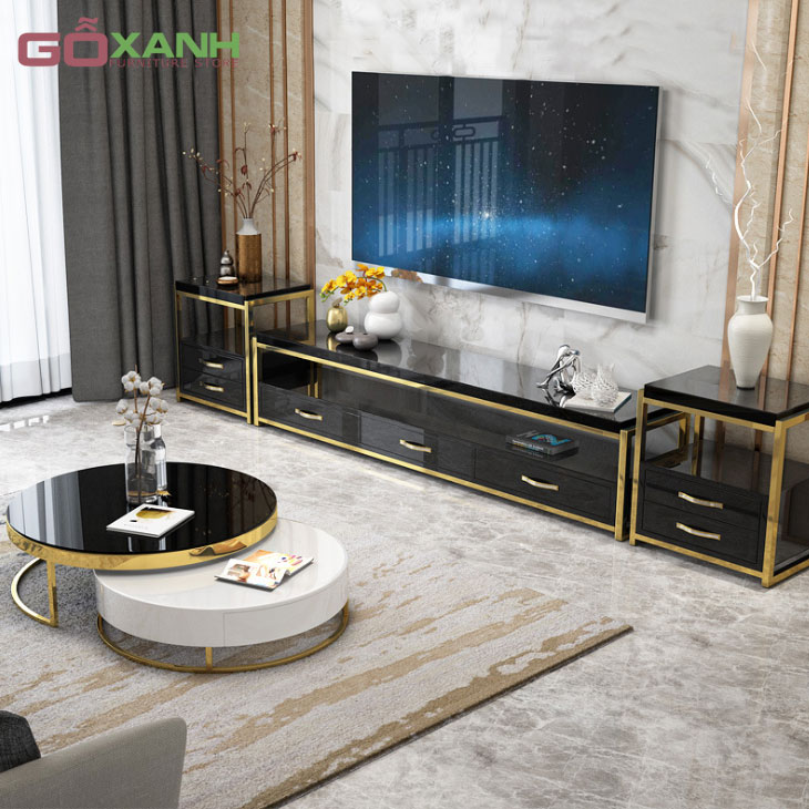 Bàn Sofa Đôi Inox Mạ Vàng Độc Đáo - Nội Thất Gỗ Xanh 3