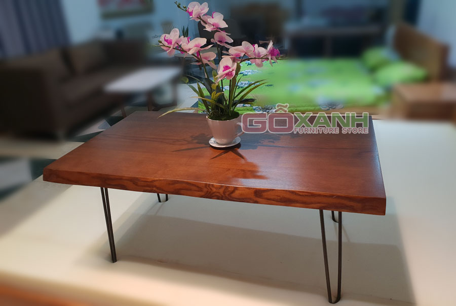 Bàn sofa gỗ tự nhiên dày nguyên tấm / bàn trà gỗ tự nhiên đơn giản 2
