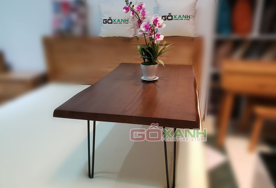 Bàn sofa gỗ tự nhiên dày nguyên tấm / bàn trà gỗ tự nhiên đơn giản 3