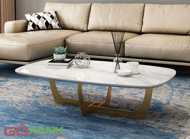 Bàn Sofa Hiện Đại Chân Inox Mặt Đá Vân Mây - Bàn trà đẹp 1