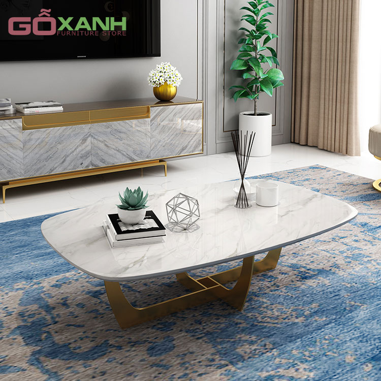 Bàn Sofa Hiện Đại Chân Inox Mặt Đá Vân Mây - Bàn trà đẹp 2