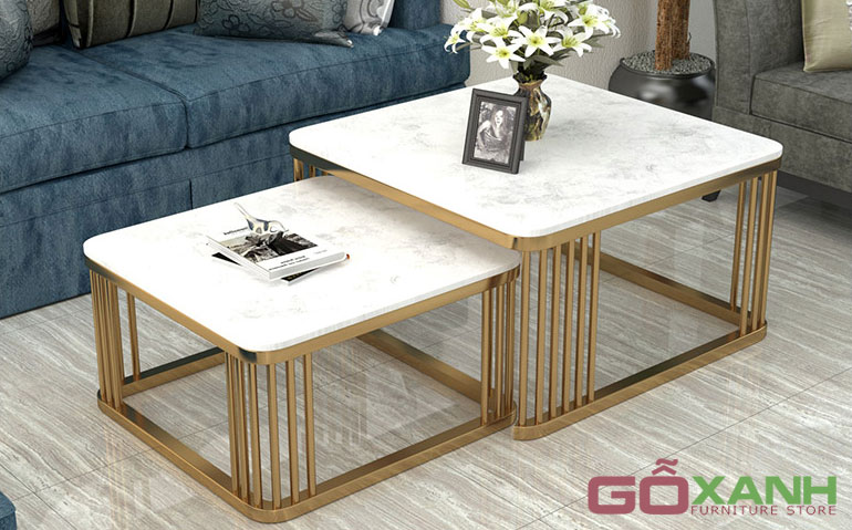 Bàn sofa inox mạ vàng sang trọng