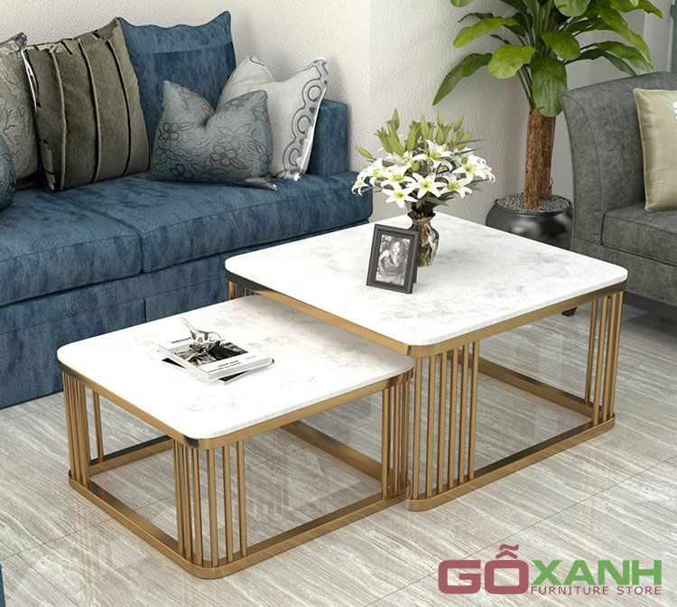 Bàn sofa inox mạ vàng sang trọng giá tốt - mẫu bàn inox cực đẹp hiện đại 1