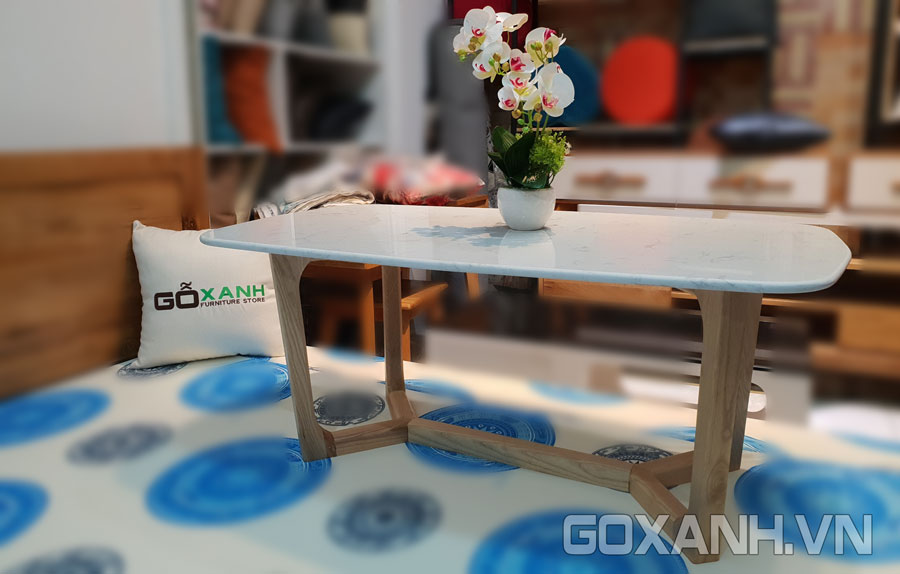 Bàn sofa mặt đá kiểu dáng đơn giản