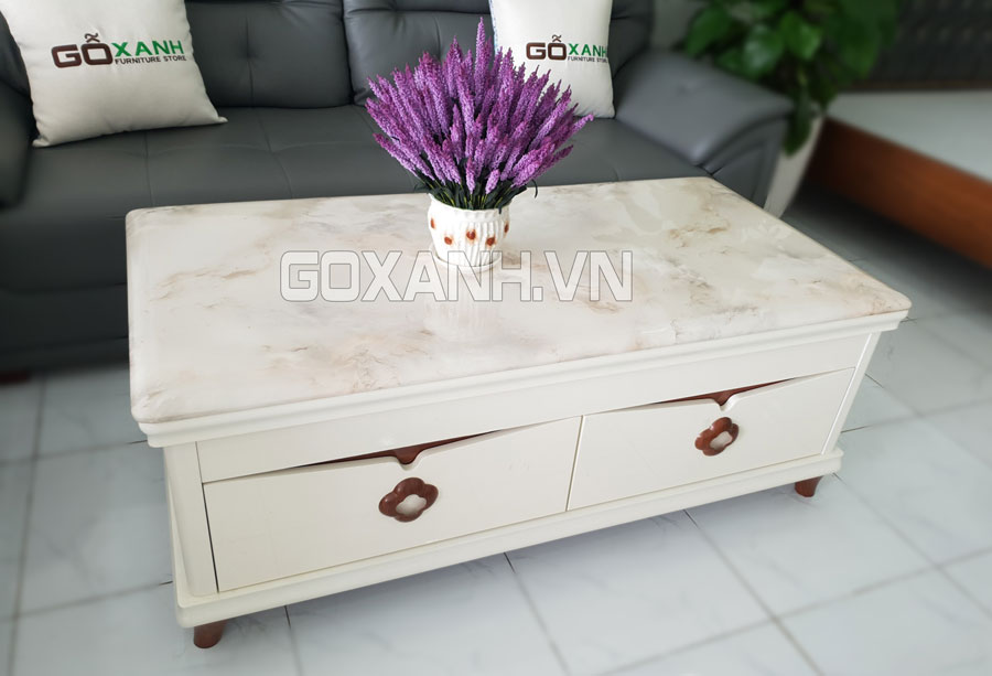 Bàn sofa mặt đá màu trắng