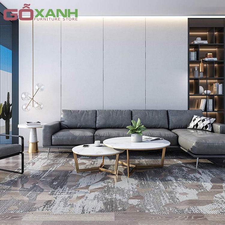 Mẫu Bàn Sofa Cặp Mặt Đá Sang Trọng - Bàn trà Inox Mạ Vàng 4