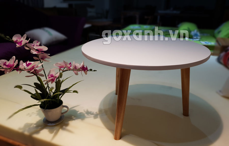 Bàn sofa mặt tròn màu trắng / bàn nước đơn giản hình tròn 1