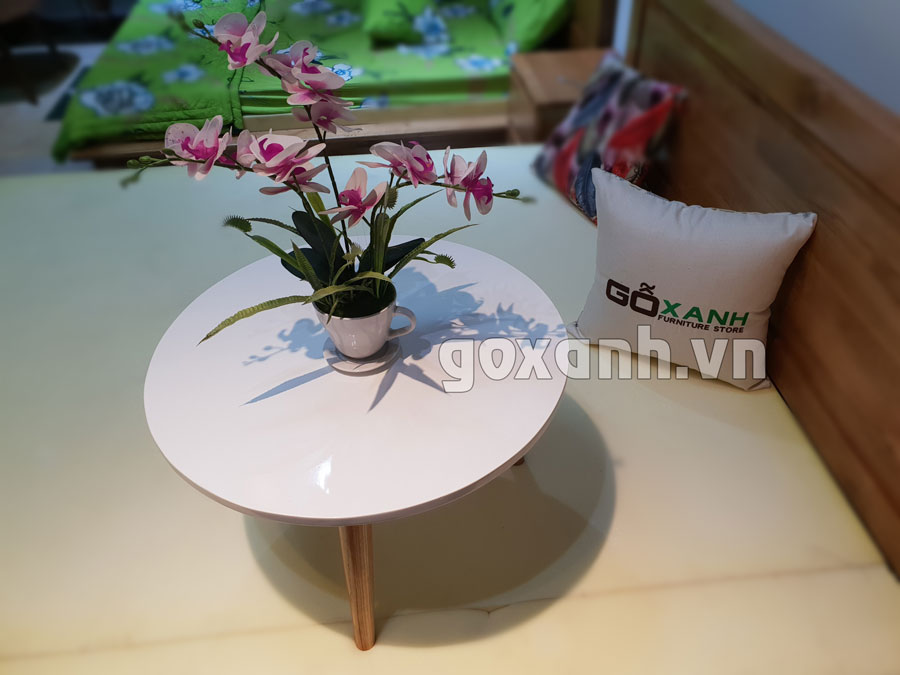 Bàn sofa mặt tròn màu trắng / bàn nước đơn giản hình tròn 3