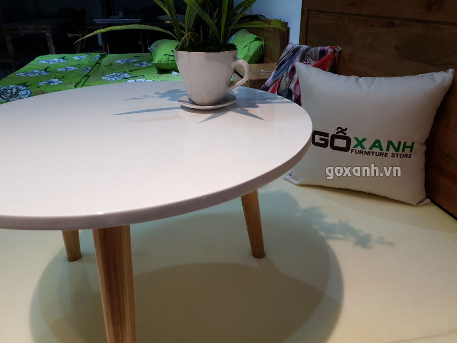 Bàn sofa mặt tròn màu trắng / bàn nước đơn giản hình tròn 4