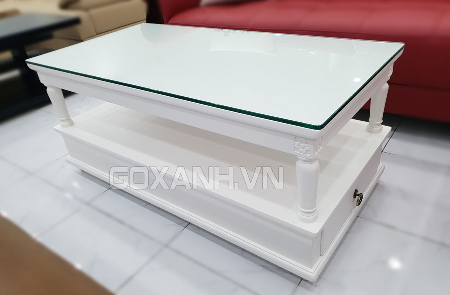 Bàn sofa sơn trắng bán cổ điển / bàn trà bán cổ điển sơn 2K màu trắng mờ 1