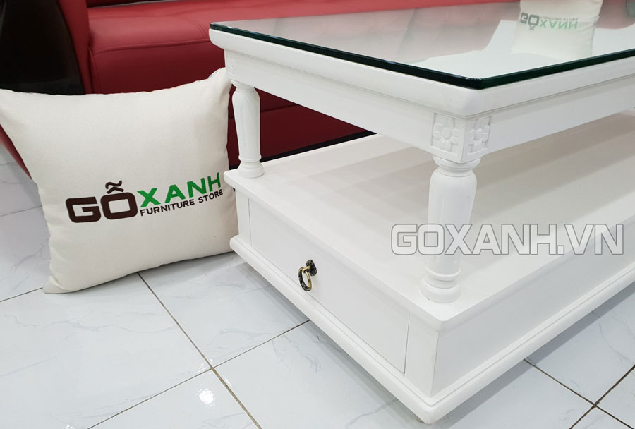 Bàn sofa sơn trắng bán cổ điển / bàn trà bán cổ điển sơn 2K màu trắng mờ 3