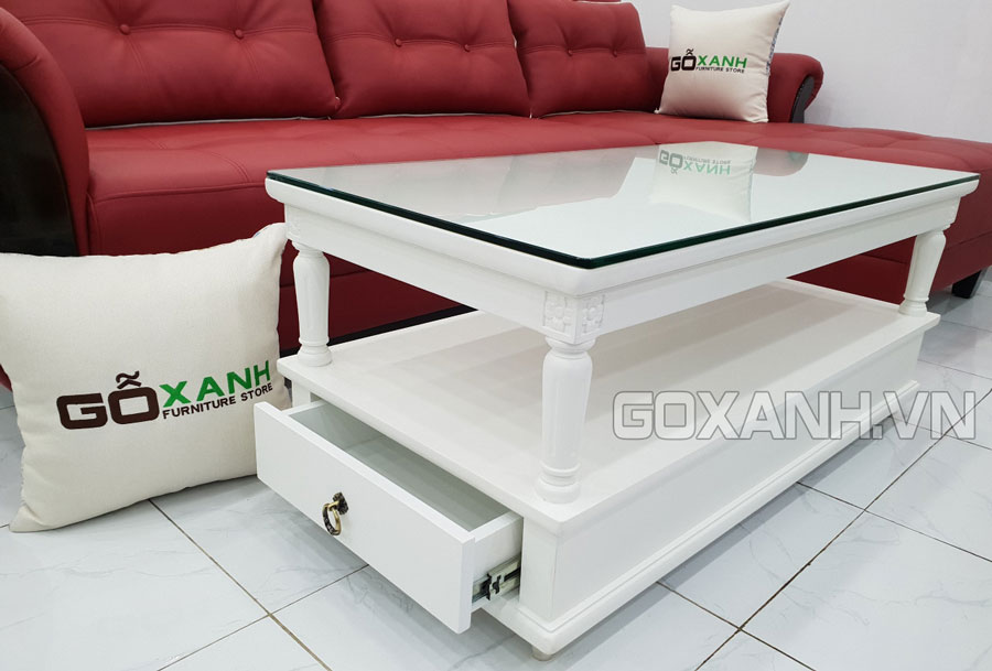 Bàn sofa sơn trắng bán cổ điển / bàn trà bán cổ điển sơn 2K màu trắng mờ 4