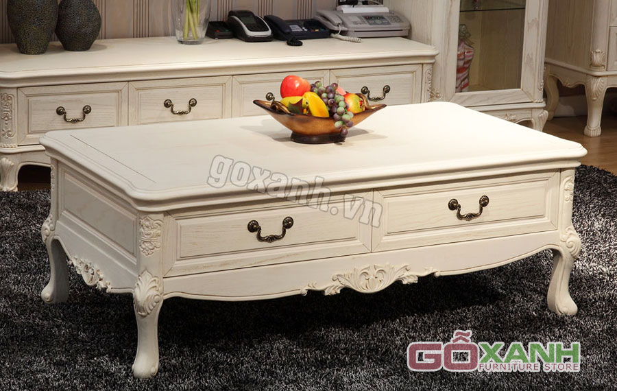 Bàn sofa tân cổ điển đẹp, Bàn trà cổ điển đục tay