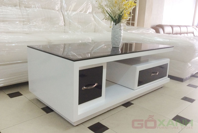 Bàn sofa màu trắng mặt bàn đen, giá tốt ở tphcm - gỗ xanh