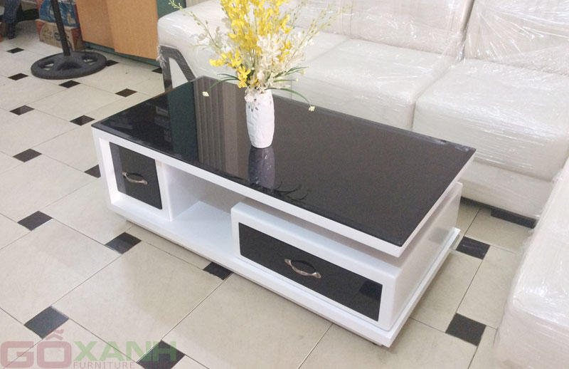 Bàn sofa màu trắng mặt bàn đen, giá tốt ở tphcm - gỗ xanh 1