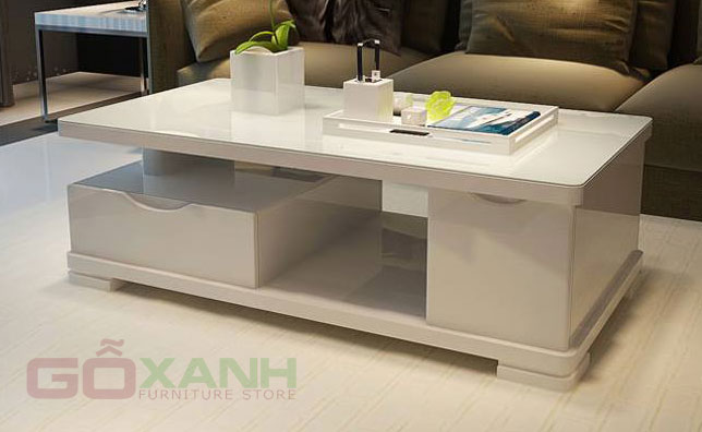 Bàn trà gỗ cao su sơn trắng (sơn 2k) / Gỗ Xanh