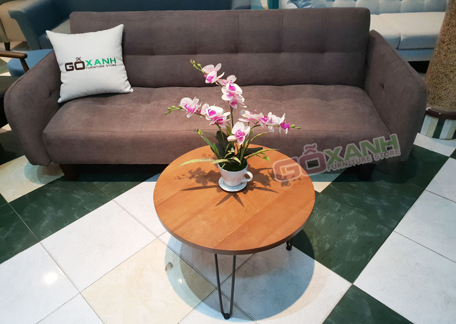 Bàn trà gỗ mini hình tròn, Bàn sofa gỗ xanh nhỏ gọn 3