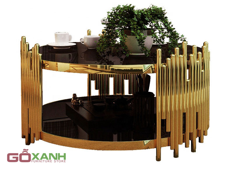 Bàn trà Inox mạ vàng sang trọng