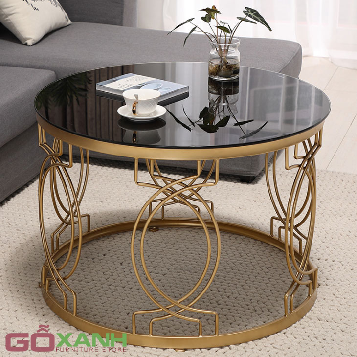 Bàn Trà Tròn Chân Inox Mạ Vàng - Bàn Trà Cao Cấp 1