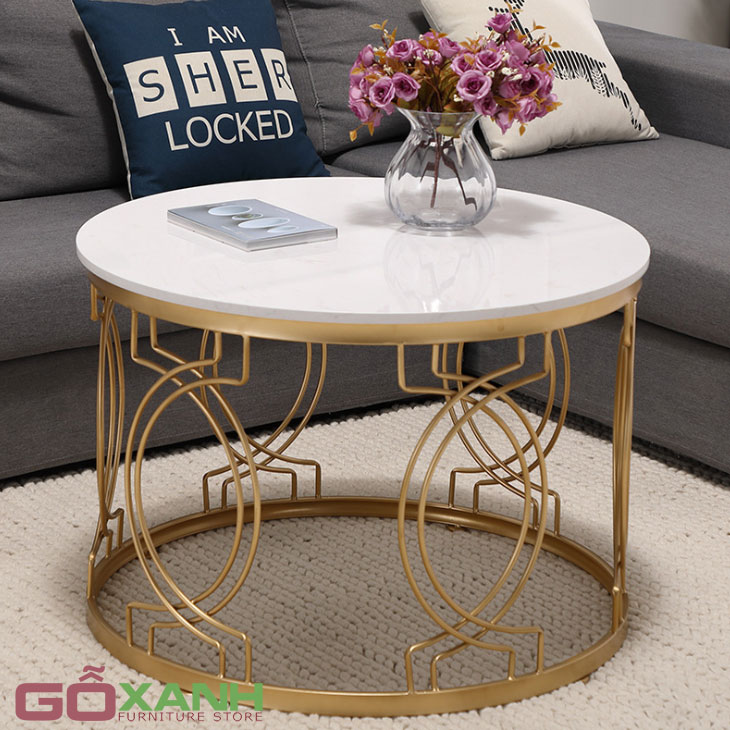 Bàn Trà Tròn Chân Inox Mạ Vàng - Bàn Trà Cao Cấp 2
