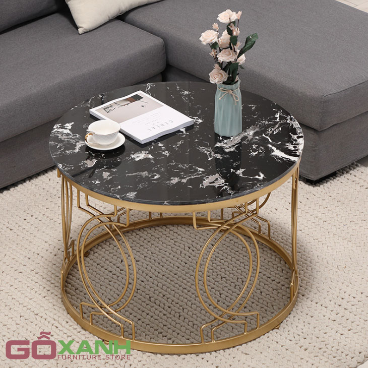 Bàn Trà Tròn Chân Inox Mạ Vàng - Bàn Trà Cao Cấp 3