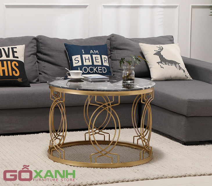 Bàn Trà Tròn Chân Inox Mạ Vàng - Bàn Trà Cao Cấp 4