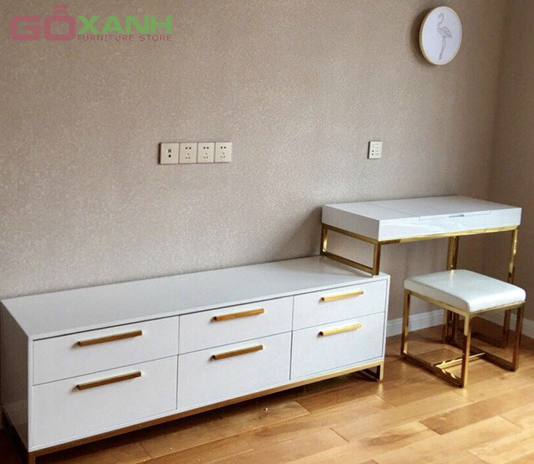 Bàn Trang Điiểm Kết Hợp Kệ Tivi - Nội Thất Gỗ Xanh 1