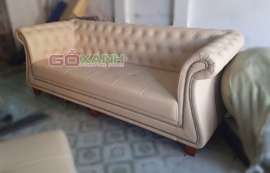 Băng sofa dài tân cổ điển bọc da công nghiệp Hàn Quốc, sản xuất sofa theo yêu cầu 1