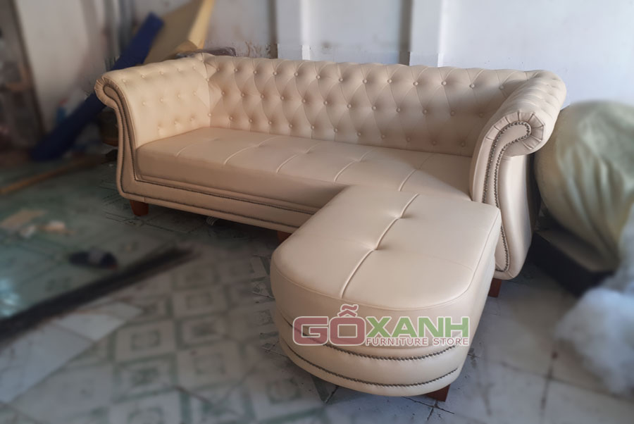Băng sofa dài tân cổ điển bọc da công nghiệp Hàn Quốc, sản xuất sofa theo yêu cầu 2