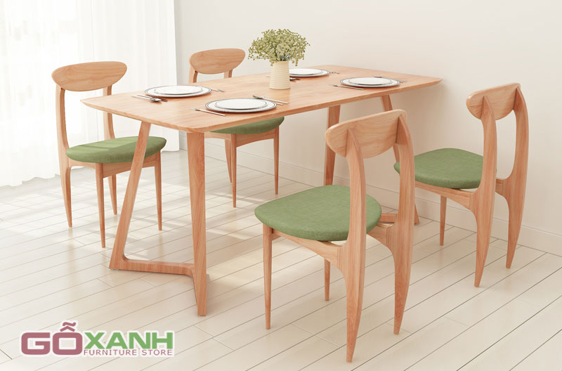 Bộ bàn ăn gỗ nhỏ gọn xinh xắn, bàn ghế ăn 4 ghế