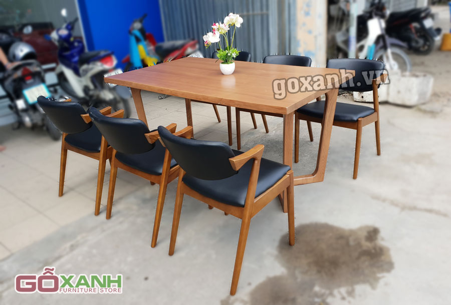 Bộ bàn ăn gỗ sồi 6 ghế, Bàn ghế ăn tiêu chuẩn xuất khẩu 2