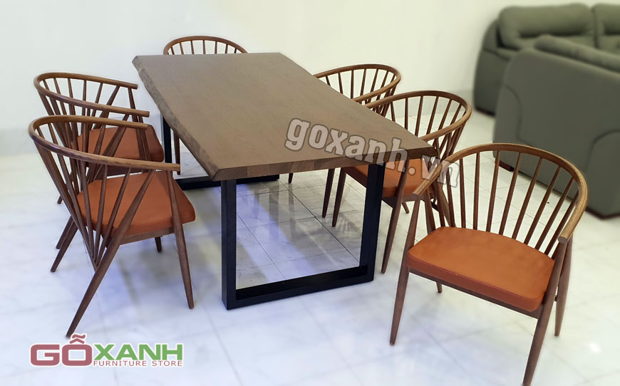 bo-ban-an-go-soi-day-4-phan-1-1 Bộ bàn ăn gỗ sồi dày 4 phân, Bàn ăn 6 ghế lớn 1