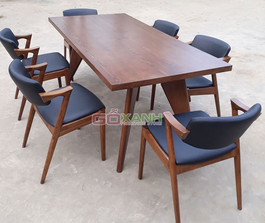 Bộ bàn ăn 6 ghế hiện đại cực đẹp, bàn ghế ăn gỗ sồi Nga