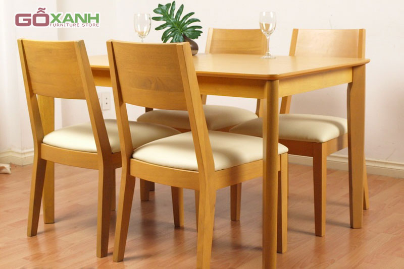 Bộ bàn ăn hình vuông 4 ghế, bàn ghế ăn đít nệm