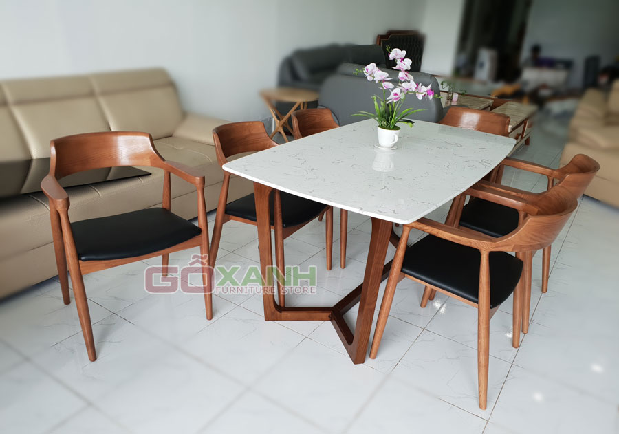 Bộ bàn ăn mặt đá cao cấp / Bàn ghế ăn hiện đại 2018 1