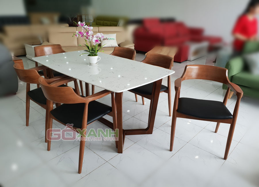 Bộ bàn ăn mặt đá cao cấp / Bàn ghế ăn hiện đại 2018