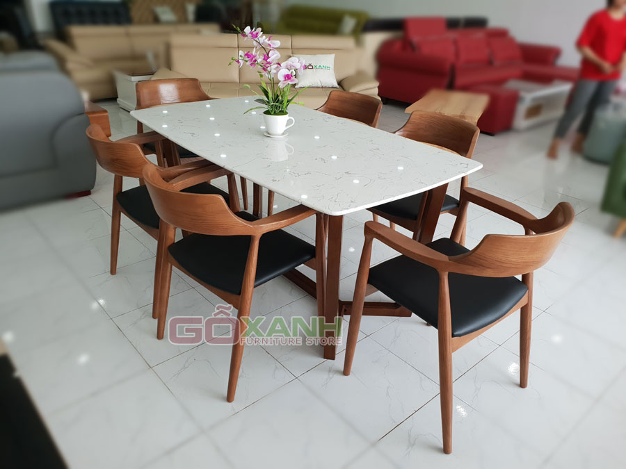 Bộ bàn ăn mặt đá cao cấp / Bàn ghế ăn hiện đại 2018 3