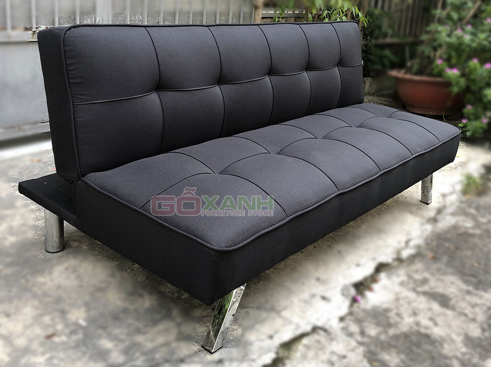 Bộ ghế sofa bed giá tốt màu đen chân inox - sofa giường khuyến mãi 1