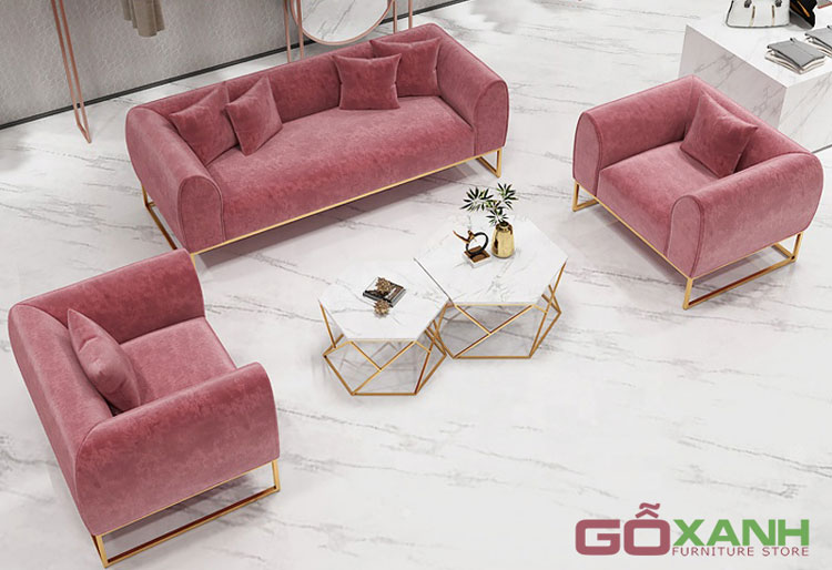 Bộ ghế sofa khung inox xi mạ PVD - Nội thất mạ vàng 2