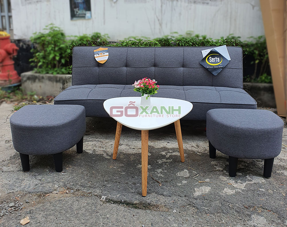 Bộ Sofa Bed Màu Xám Lông Chuột / Sô Pha Giường Nằm Đa Năng