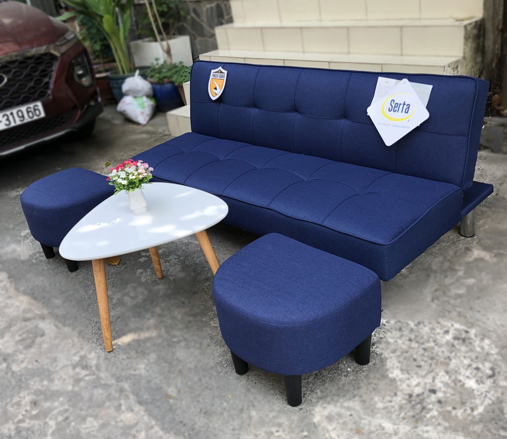 Bộ sofa bed màu xanh navy sang trọng / sofa giường đa năng khuyến mãi
