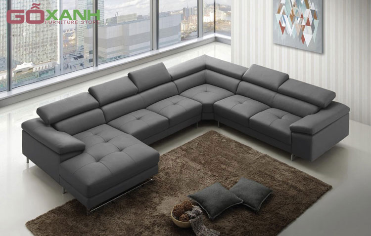 Bộ sofa chữ U màu xám